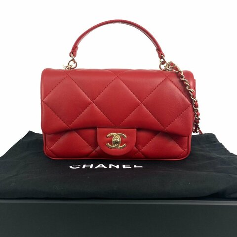 △ Chanel 香奈兒 Red Lambskin Gold Tone Metal Single Flap 2 Way Bag No.29 紅色小羊皮金色金屬鎖鏈兩用袋No.29 - 267001798