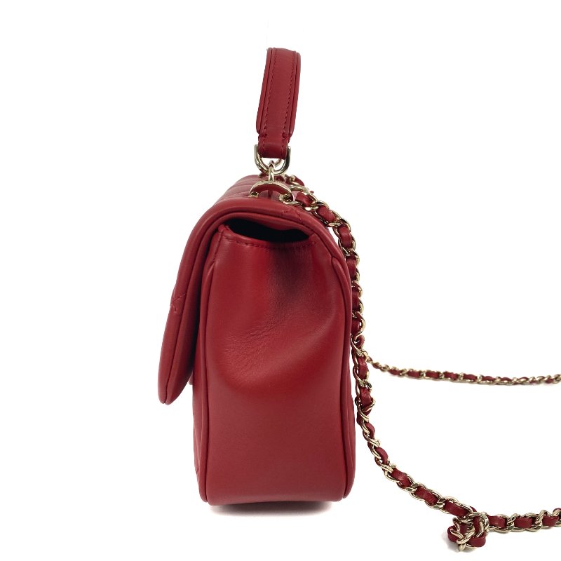 △ Chanel 香奈兒 Red Lambskin Gold Tone Metal Single Flap 2 Way Bag No.29 紅色小羊皮金色金屬鎖鏈兩用袋No.29 - 267001798-3