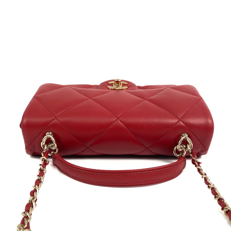 △ Chanel 香奈兒 Red Lambskin Gold Tone Metal Single Flap 2 Way Bag No.29 紅色小羊皮金色金屬鎖鏈兩用袋No.29 - 267001798-6