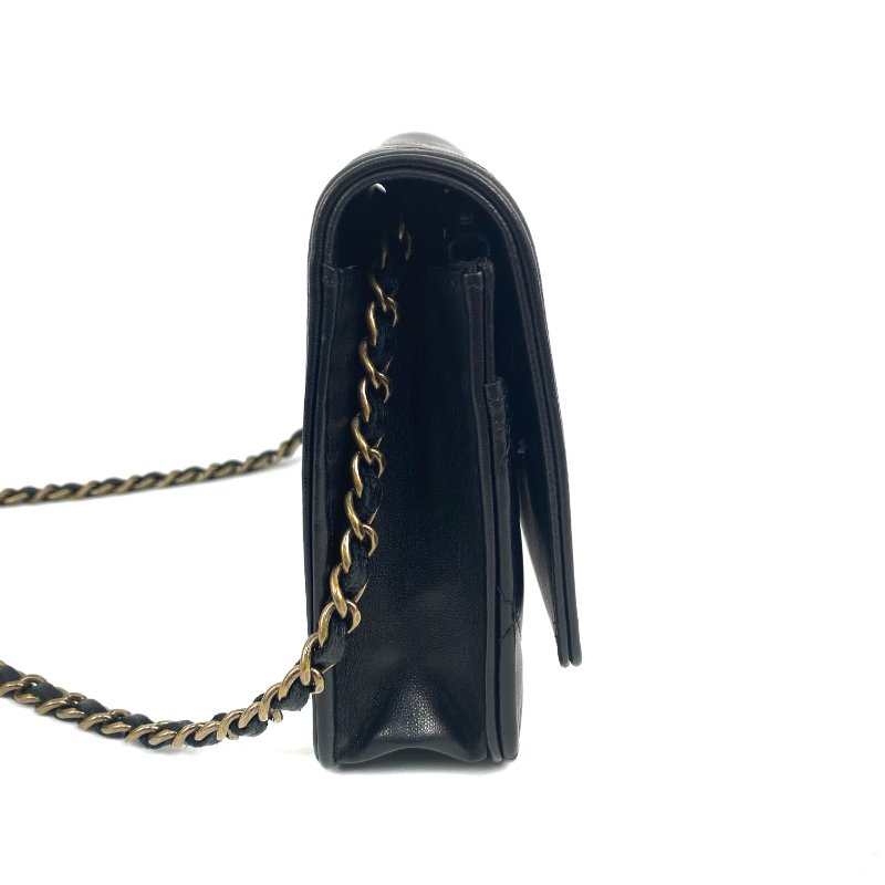 △ Chanel 香奈兒 Black Lambskin Gold Tone Metal Boy Wallet On Chain No.20 A80287 黑色小羊皮金色金屬鎖鏈銀包No.20 - 267001625-4