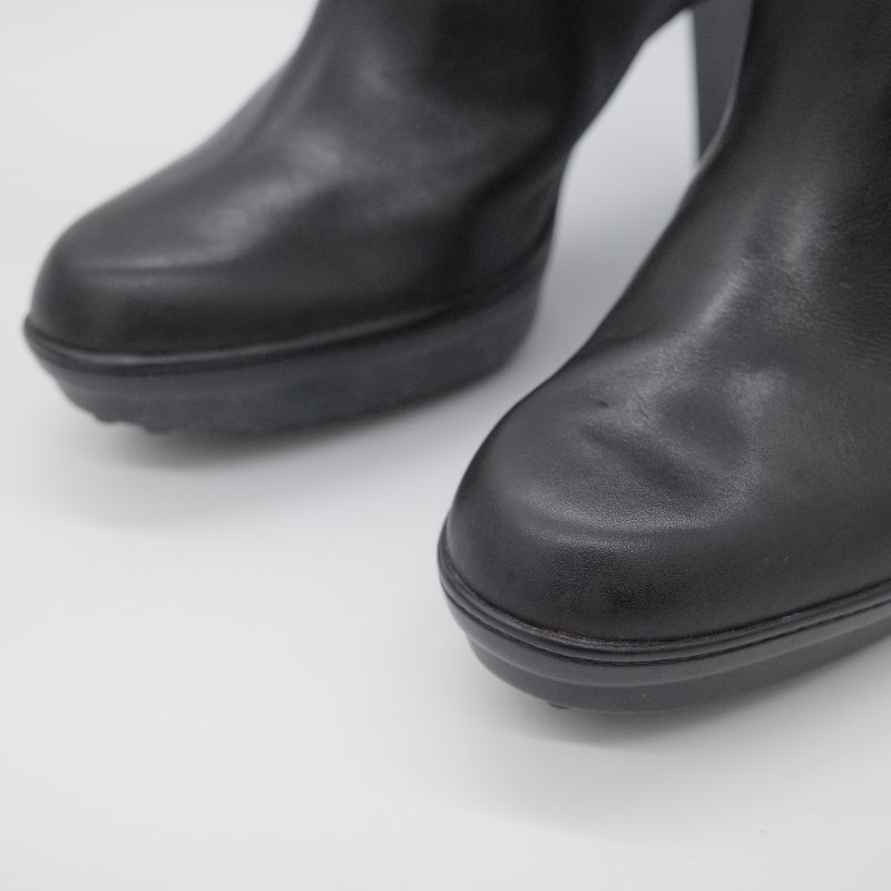 Tod's 托德斯 深褐色皮革 麂皮拼接高跟 及膝長靴-6