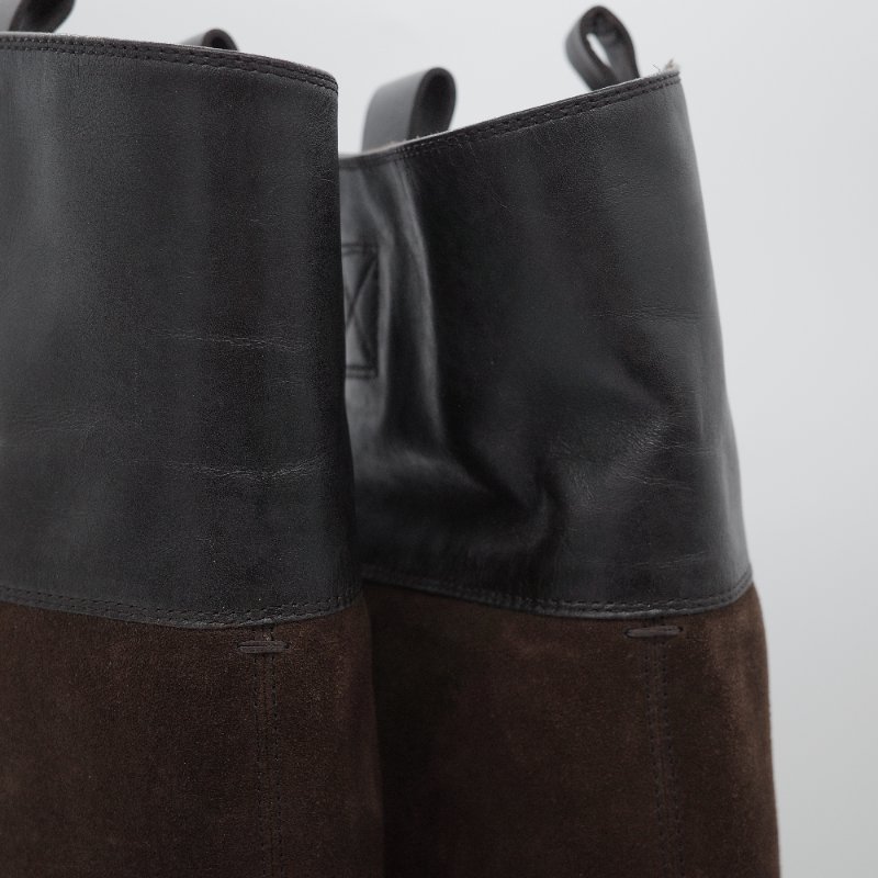 Tod's 托德斯 深褐色皮革 麂皮拼接高跟 及膝長靴-12