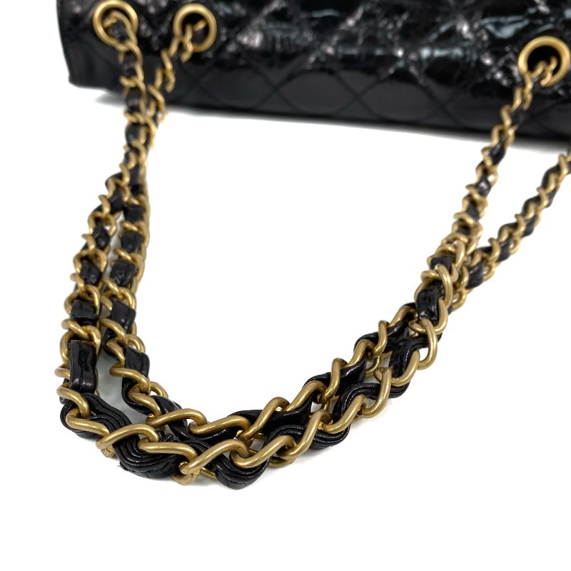 △ Chanel 香奈兒 Black Shiny Aged Calfskin Gold Tone Metal Single Flap Chain Shoulder Bag No.14 AS0037 黑色亮面舊化小牛皮金色金屬鎖鏈肩背袋No.14 - 267001425-7