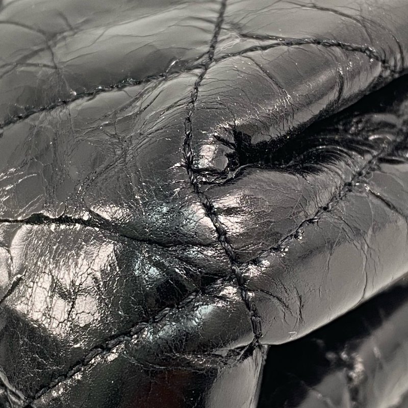 △ Chanel 香奈兒 Black Shiny Aged Calfskin Gold Tone Metal Single Flap Chain Shoulder Bag No.14 AS0037 黑色亮面舊化小牛皮金色金屬鎖鏈肩背袋No.14 - 267001425-11