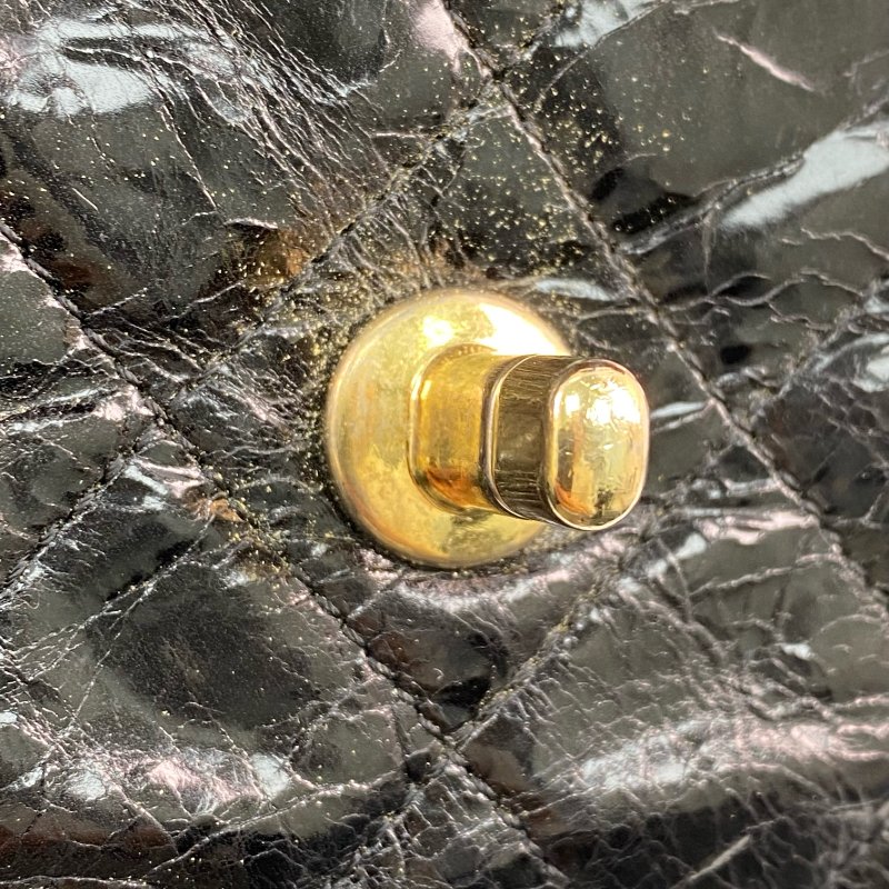 △ Chanel 香奈兒 Black Shiny Aged Calfskin Gold Tone Metal Single Flap Chain Shoulder Bag No.14 AS0037 黑色亮面舊化小牛皮金色金屬鎖鏈肩背袋No.14 - 267001425-13