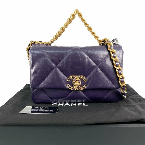 △ Chanel 香奈兒 19 Bag Purple Lambskin Gold And Silver Tone Metal, Ruthenium-Finish Metal Chain Shoulder Bag No.30 AS1160 紫色小羊皮金色和銀色金屬, 鍍釕金屬鎖鏈肩背袋No.30 - 267001388