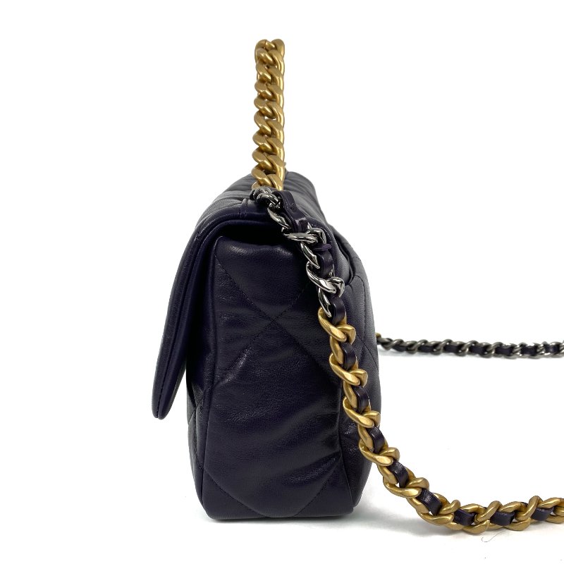 △ Chanel 香奈兒 19 Bag Purple Lambskin Gold And Silver Tone Metal, Ruthenium-Finish Metal Chain Shoulder Bag No.30 AS1160 紫色小羊皮金色和銀色金屬, 鍍釕金屬鎖鏈肩背袋No.30 - 267001388-3