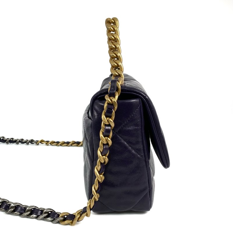 △ Chanel 香奈兒 19 Bag Purple Lambskin Gold And Silver Tone Metal, Ruthenium-Finish Metal Chain Shoulder Bag No.30 AS1160 紫色小羊皮金色和銀色金屬, 鍍釕金屬鎖鏈肩背袋No.30 - 267001388-4