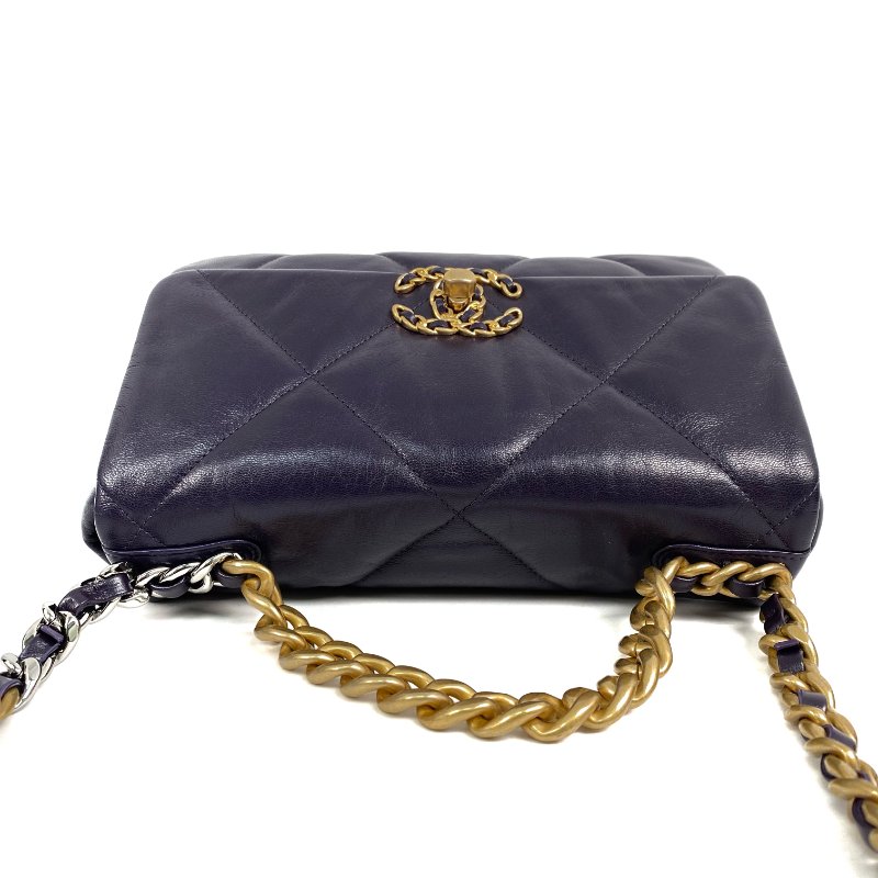 △ Chanel 香奈兒 19 Bag Purple Lambskin Gold And Silver Tone Metal, Ruthenium-Finish Metal Chain Shoulder Bag No.30 AS1160 紫色小羊皮金色和銀色金屬, 鍍釕金屬鎖鏈肩背袋No.30 - 267001388-6