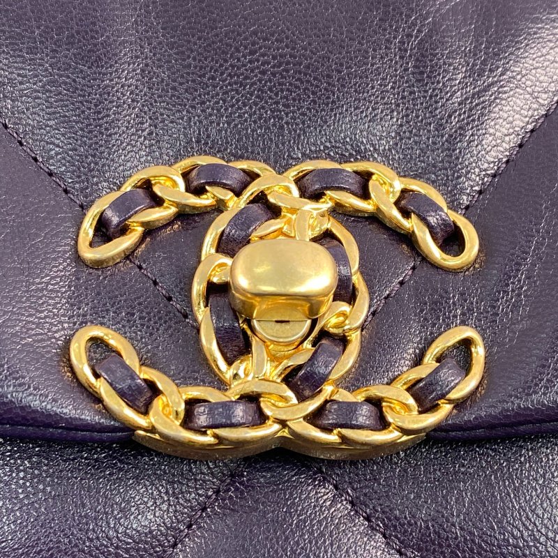 △ Chanel 香奈兒 19 Bag Purple Lambskin Gold And Silver Tone Metal, Ruthenium-Finish Metal Chain Shoulder Bag No.30 AS1160 紫色小羊皮金色和銀色金屬, 鍍釕金屬鎖鏈肩背袋No.30 - 267001388-12