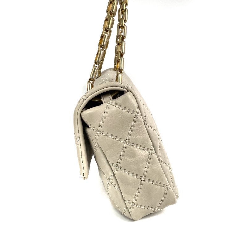 △ Chanel 香奈兒 Beige Calfskin Gold Tone Metal Wild Stitch Chain Shoulder Bag No.15 A66516 米白色小牛皮金色金屬鎖鏈肩背袋No.15 - 267000428-3