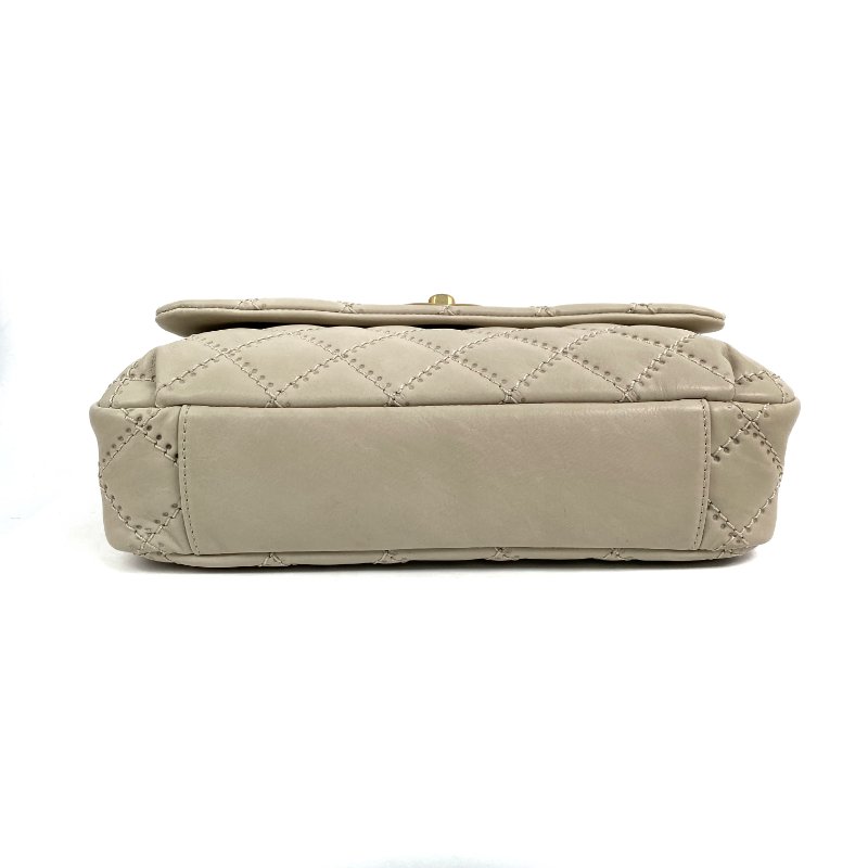 △ Chanel 香奈兒 Beige Calfskin Gold Tone Metal Wild Stitch Chain Shoulder Bag No.15 A66516 米白色小牛皮金色金屬鎖鏈肩背袋No.15 - 267000428-5