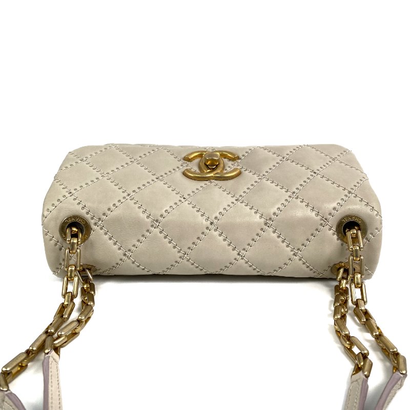 △ Chanel 香奈兒 Beige Calfskin Gold Tone Metal Wild Stitch Chain Shoulder Bag No.15 A66516 米白色小牛皮金色金屬鎖鏈肩背袋No.15 - 267000428-6
