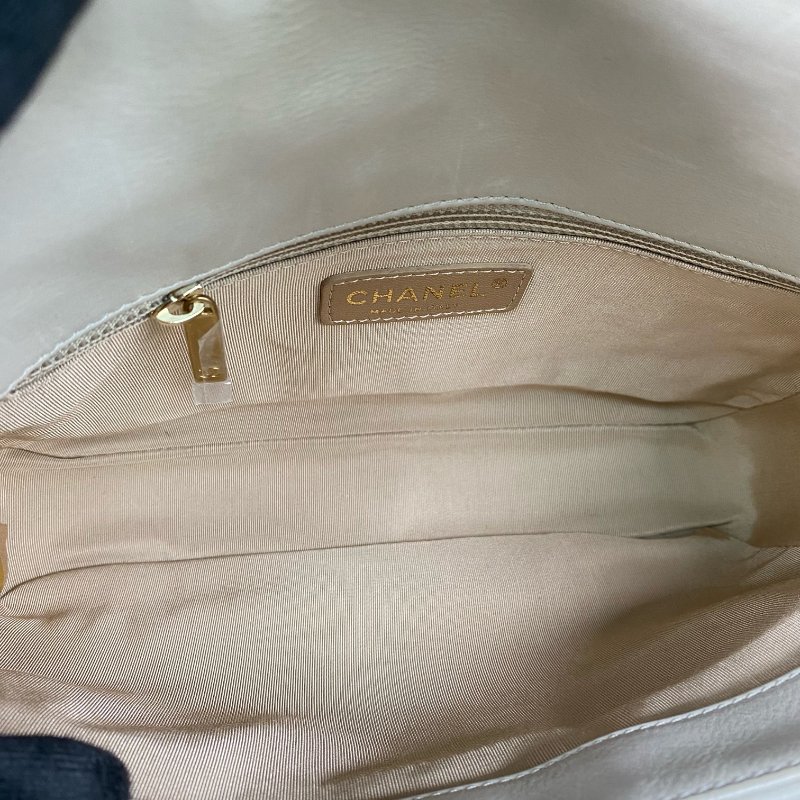 △ Chanel 香奈兒 Beige Calfskin Gold Tone Metal Wild Stitch Chain Shoulder Bag No.15 A66516 米白色小牛皮金色金屬鎖鏈肩背袋No.15 - 267000428-17