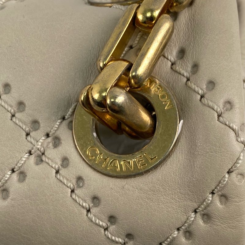 △ Chanel 香奈兒 Beige Calfskin Gold Tone Metal Wild Stitch Chain Shoulder Bag No.15 A66516 米白色小牛皮金色金屬鎖鏈肩背袋No.15 - 267000428-22