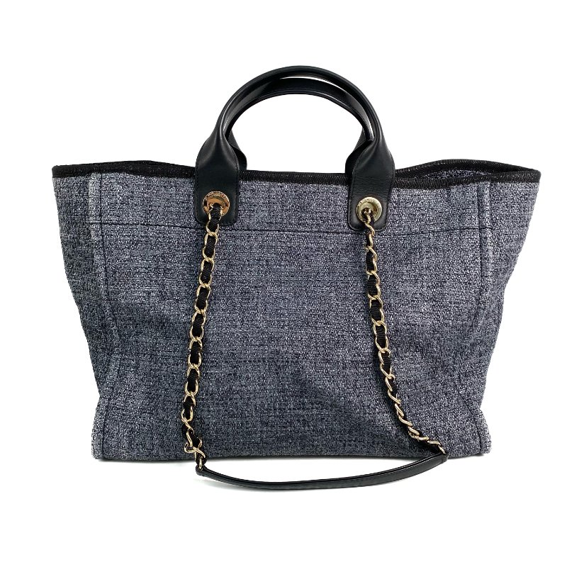 △ Chanel 香奈兒 Deauville Gray Blue Tweed Gold Tone Metal Chain Tote Bag No.31 A66941 灰藍色花呢金色金屬鏈條托特袋 N.31 A66941 -267001018-2