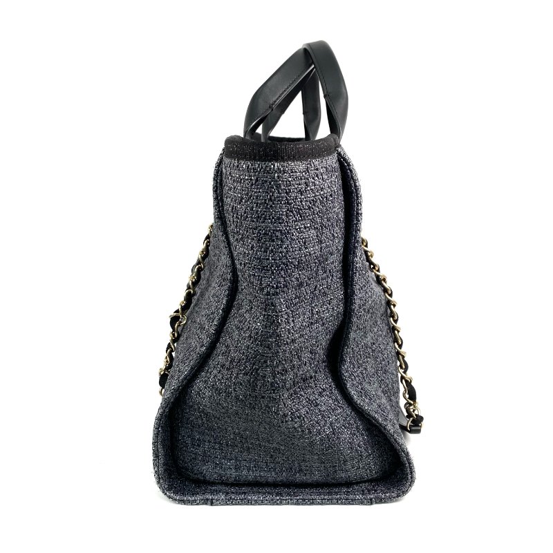 △ Chanel 香奈兒 Deauville Gray Blue Tweed Gold Tone Metal Chain Tote Bag No.31 A66941 灰藍色花呢金色金屬鏈條托特袋 N.31 A66941 -267001018-3