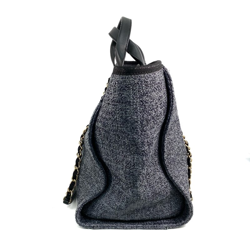 △ Chanel 香奈兒 Deauville Gray Blue Tweed Gold Tone Metal Chain Tote Bag No.31 A66941 灰藍色花呢金色金屬鏈條托特袋 N.31 A66941 -267001018-4