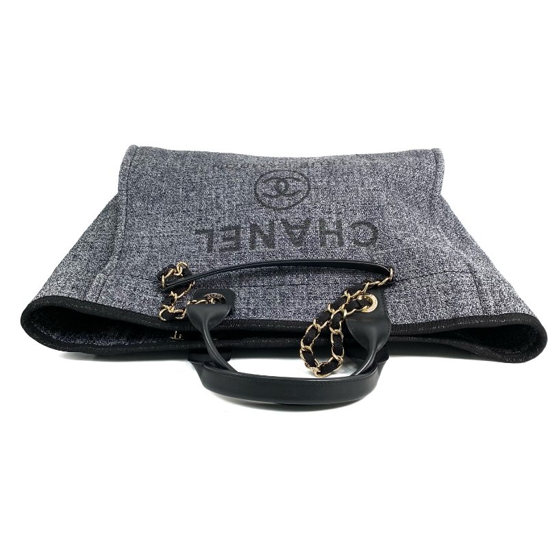 △ Chanel 香奈兒 Deauville Gray Blue Tweed Gold Tone Metal Chain Tote Bag No.31 A66941 灰藍色花呢金色金屬鏈條托特袋 N.31 A66941 -267001018-6