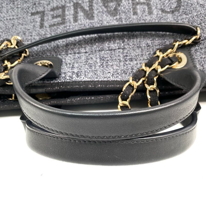△ Chanel 香奈兒 Deauville Gray Blue Tweed Gold Tone Metal Chain Tote Bag No.31 A66941 灰藍色花呢金色金屬鏈條托特袋 N.31 A66941 -267001018-7