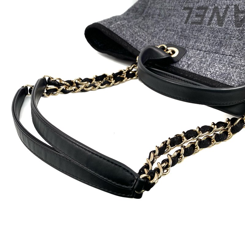△ Chanel 香奈兒 Deauville Gray Blue Tweed Gold Tone Metal Chain Tote Bag No.31 A66941 灰藍色花呢金色金屬鏈條托特袋 N.31 A66941 -267001018-8