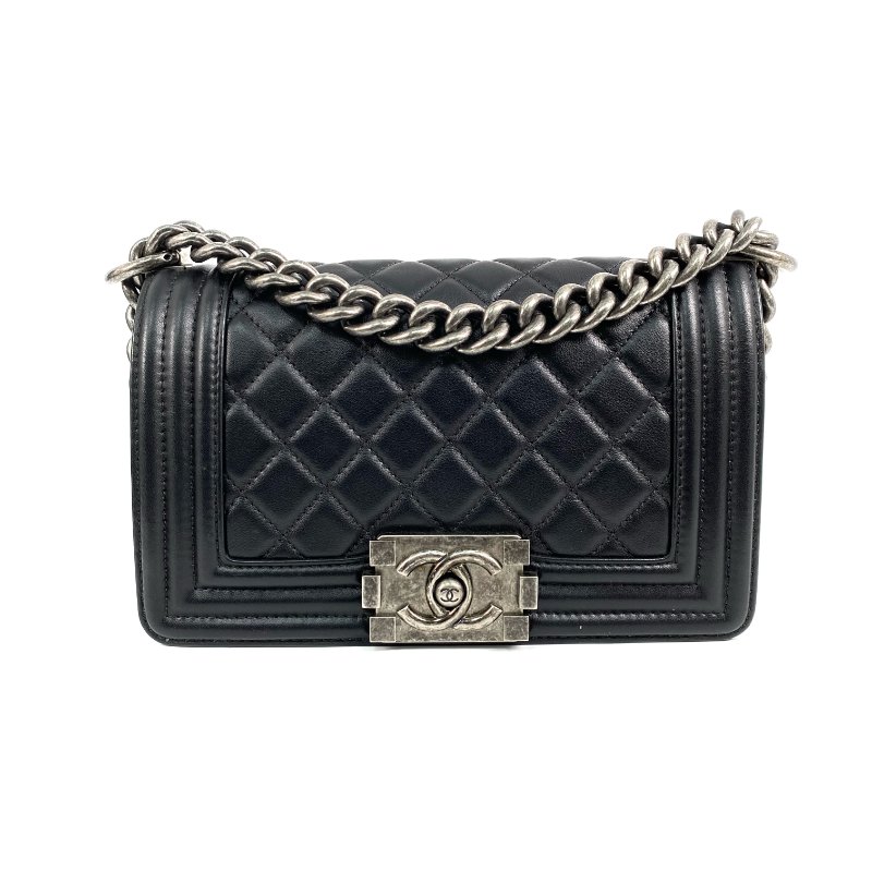 △ Chanel 香奈兒 Boy Black Lambskin Ruthenium-Finish Metal Chain Shoulder Bag A67085 黑色小羊皮鍍釕金屬鏈條肩背袋 A67085 -267001373-0