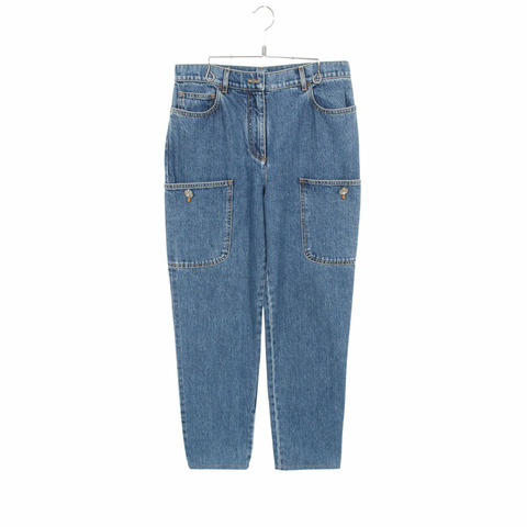 香奈兒 COCO Mark Bijou 紐帶牛仔褲 #38 P73731V65335 棉 藍色 二手 CC