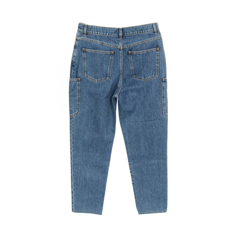 香奈兒 COCO Mark Bijou 紐帶牛仔褲 #38 P73731V65335 棉 藍色 二手 CC-1