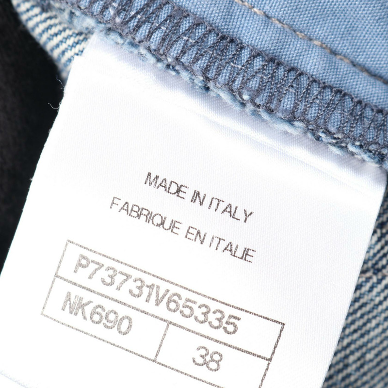 香奈兒 COCO Mark Bijou 紐帶牛仔褲 #38 P73731V65335 棉 藍色 二手 CC-4