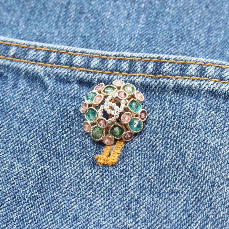 香奈兒 COCO Mark Bijou 紐帶牛仔褲 #38 P73731V65335 棉 藍色 二手 CC-7