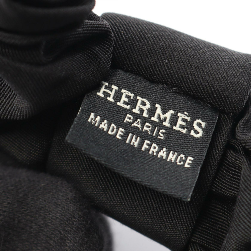 愛馬仕 Knight Parade 系列髮圈,絲棉材質,黑色,二手女款-2