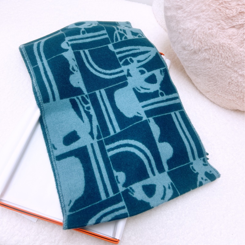 Hermes 藍色圍巾/頸巾-4