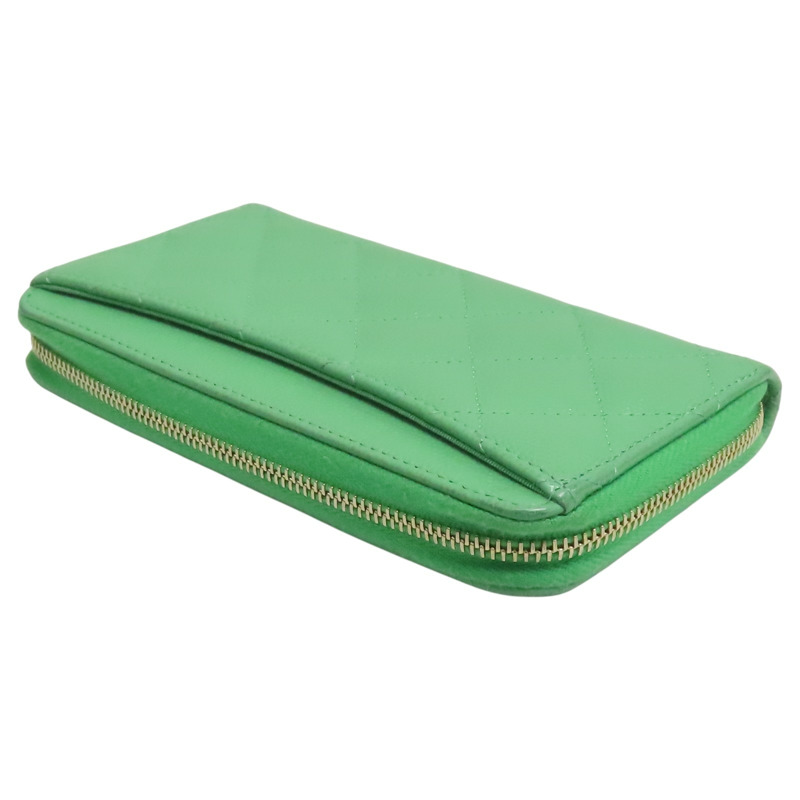 綠色 荔枝紋 牛皮 拉鍊長夾 (無卡)【CHANEL 香奈兒】-3