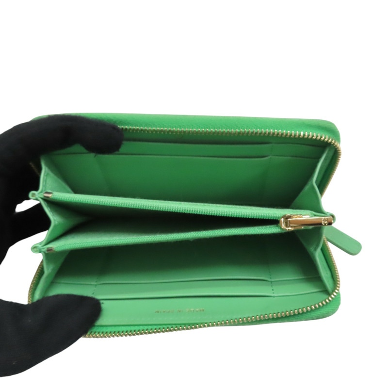 綠色 荔枝紋 牛皮 拉鍊長夾 (無卡)【CHANEL 香奈兒】-4