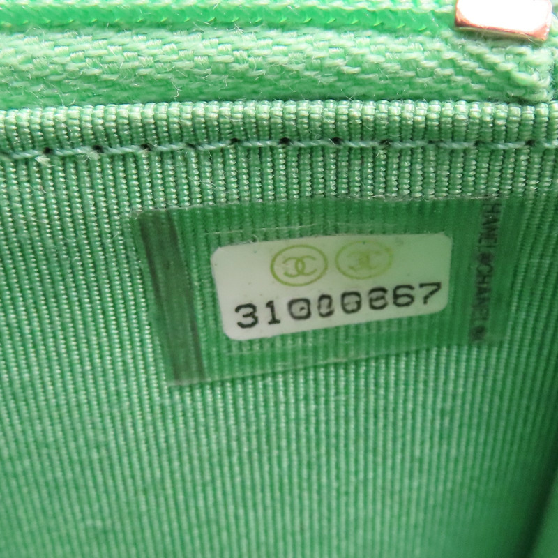 綠色 荔枝紋 牛皮 拉鍊長夾 (無卡)【CHANEL 香奈兒】-11