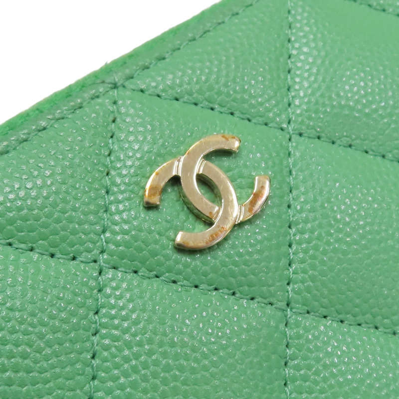 綠色 荔枝紋 牛皮 拉鍊長夾 (無卡)【CHANEL 香奈兒】-12