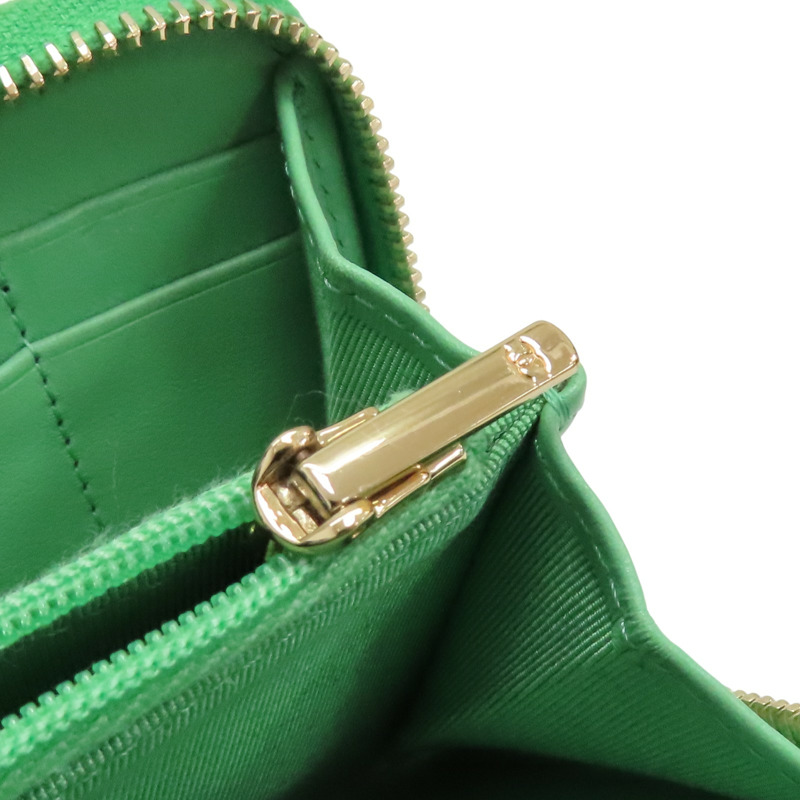 綠色 荔枝紋 牛皮 拉鍊長夾 (無卡)【CHANEL 香奈兒】-13