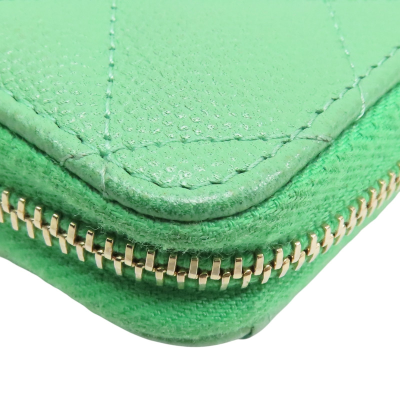 綠色 荔枝紋 牛皮 拉鍊長夾 (無卡)【CHANEL 香奈兒】-15