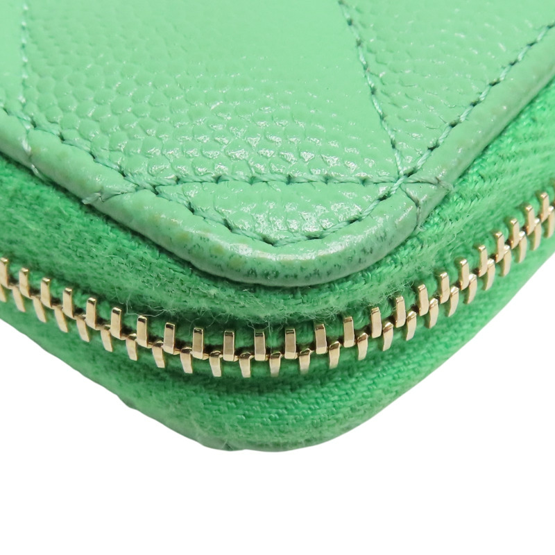 綠色 荔枝紋 牛皮 拉鍊長夾 (無卡)【CHANEL 香奈兒】-16