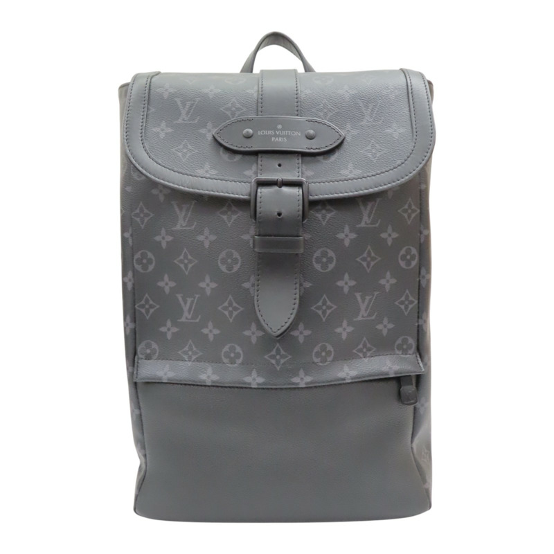 黑色 原花帆布 Saumur 後背包【LOUIS VUITTON LV 路易威登】 M45913-0