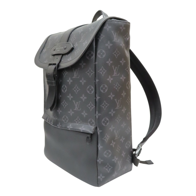 黑色 原花帆布 Saumur 後背包【LOUIS VUITTON LV 路易威登】 M45913-2