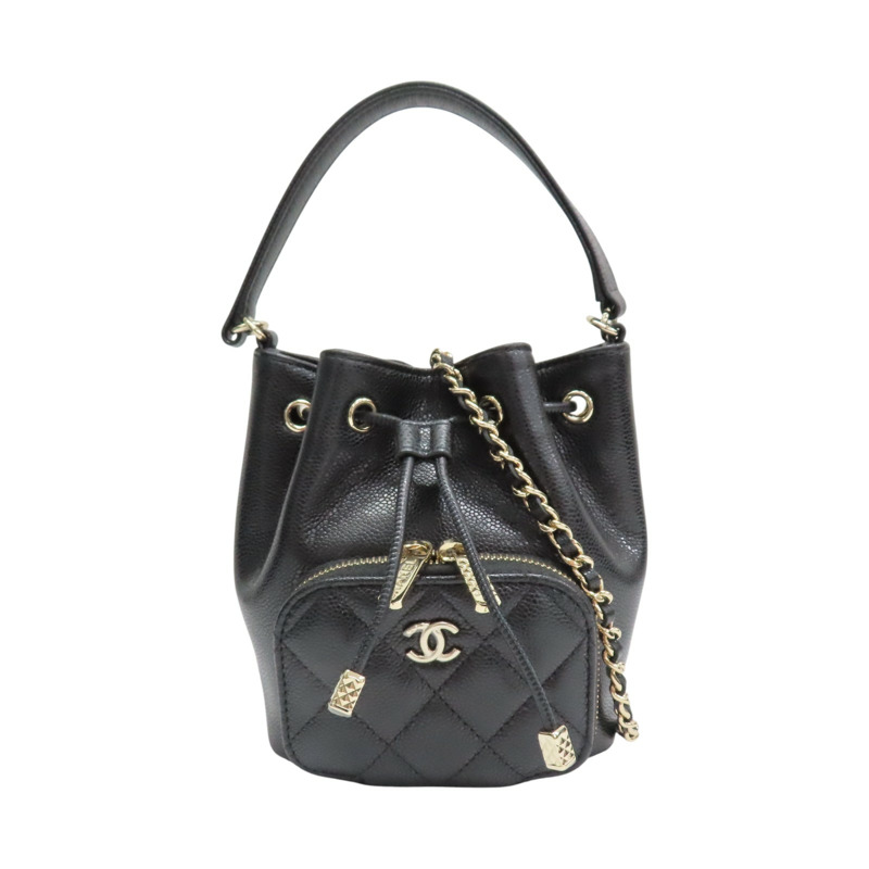 黑色 荔枝紋牛皮 Matelasse 迷你水桶包 肩背包 AP2913【CHANEL 香奈兒】 AP2913-0