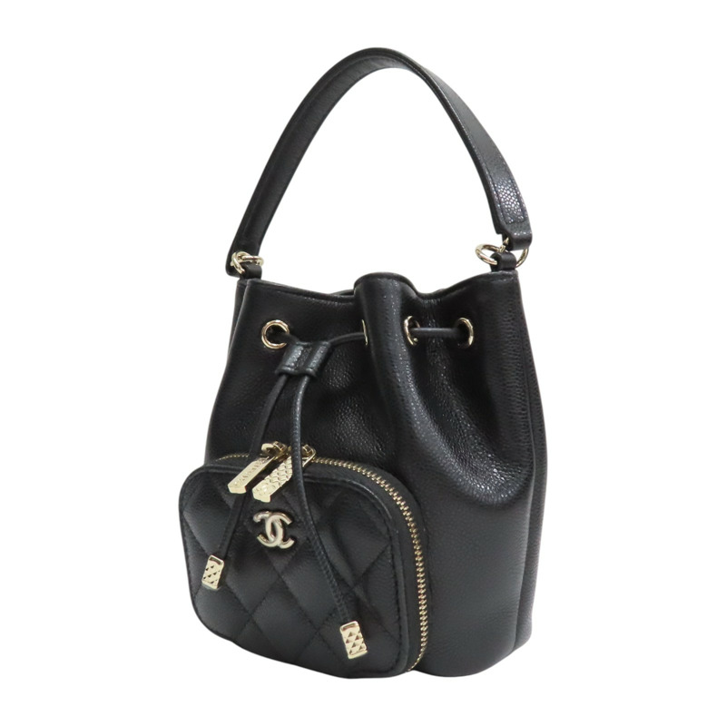 黑色 荔枝紋牛皮 Matelasse 迷你水桶包 肩背包 AP2913【CHANEL 香奈兒】 AP2913-2