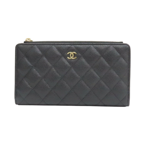 黑色 荔枝紋 牛皮 兩折長夾 AP3877【CHANEL 香奈兒】 AP3877