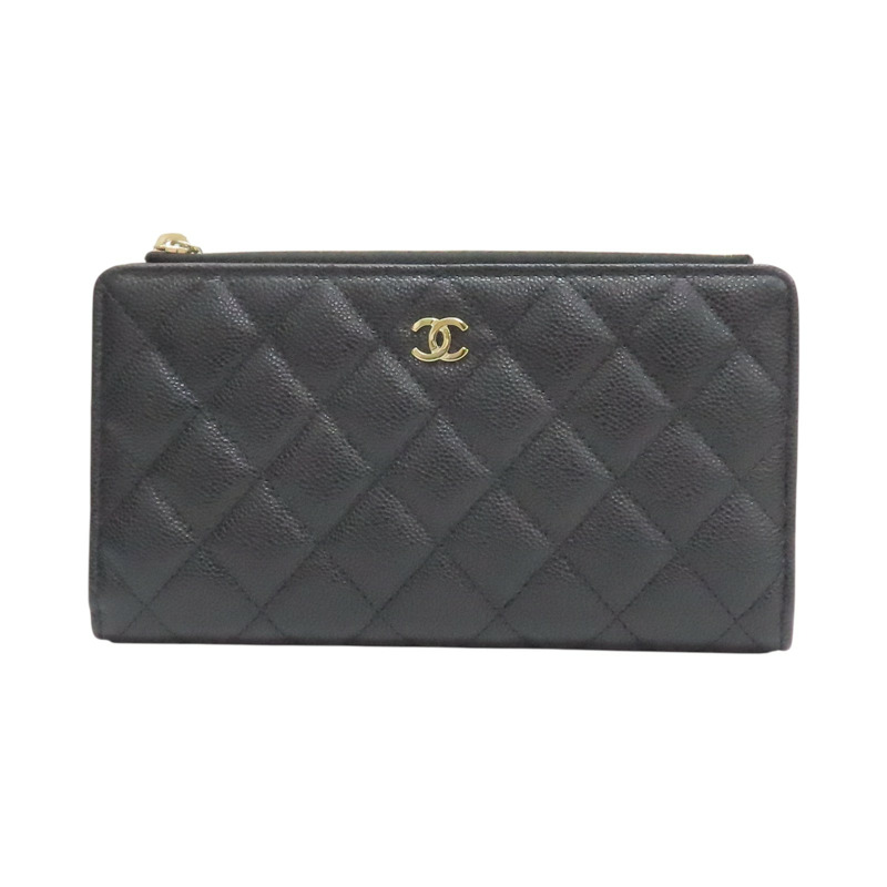 黑色 荔枝紋 牛皮 兩折長夾 AP3877【CHANEL 香奈兒】 AP3877-0