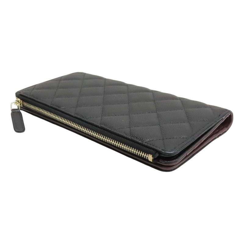 黑色 荔枝紋 牛皮 兩折長夾 AP3877【CHANEL 香奈兒】 AP3877-3
