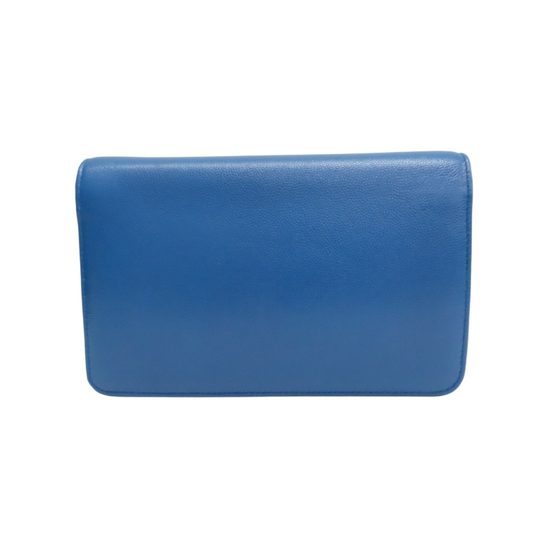 藍色 荔枝紋 牛皮 WOC 鍊帶 肩背包【CHANEL 香奈兒】-1