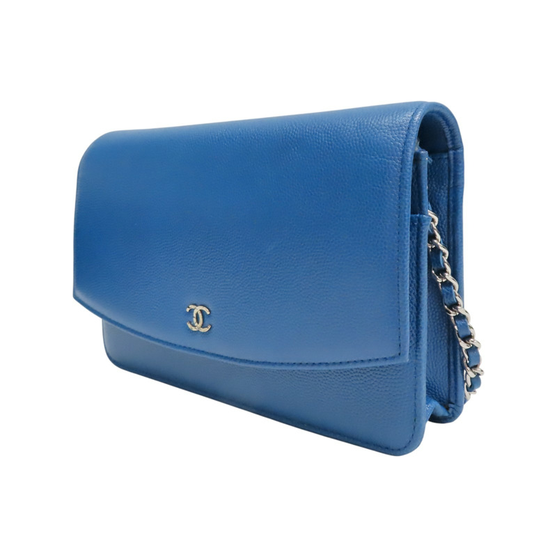 藍色 荔枝紋 牛皮 WOC 鍊帶 肩背包【CHANEL 香奈兒】-2