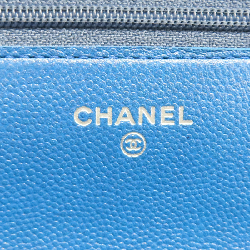 藍色 荔枝紋 牛皮 WOC 鍊帶 肩背包【CHANEL 香奈兒】-8
