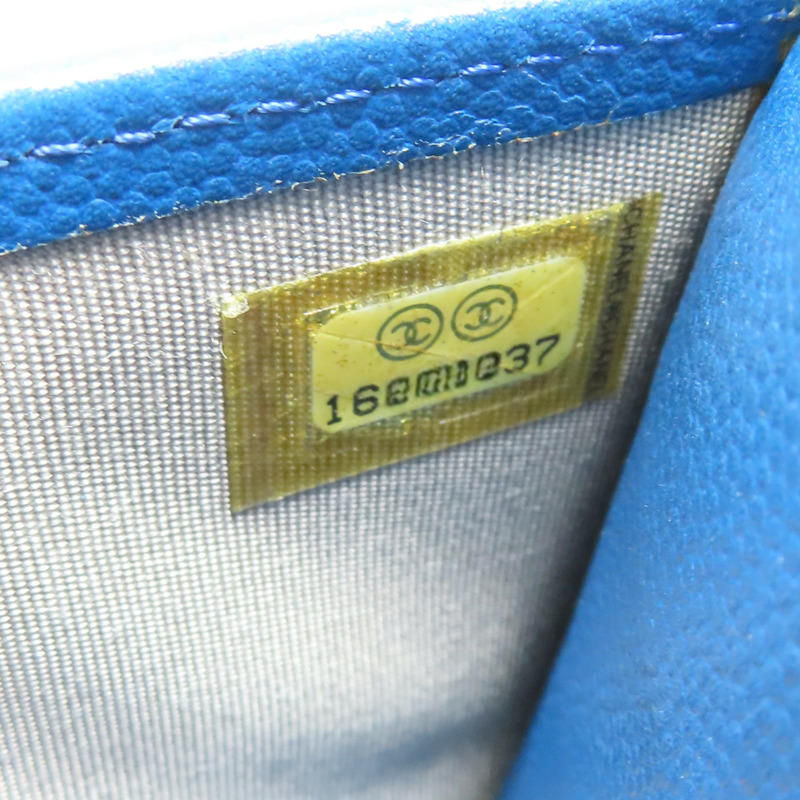 藍色 荔枝紋 牛皮 WOC 鍊帶 肩背包【CHANEL 香奈兒】-10